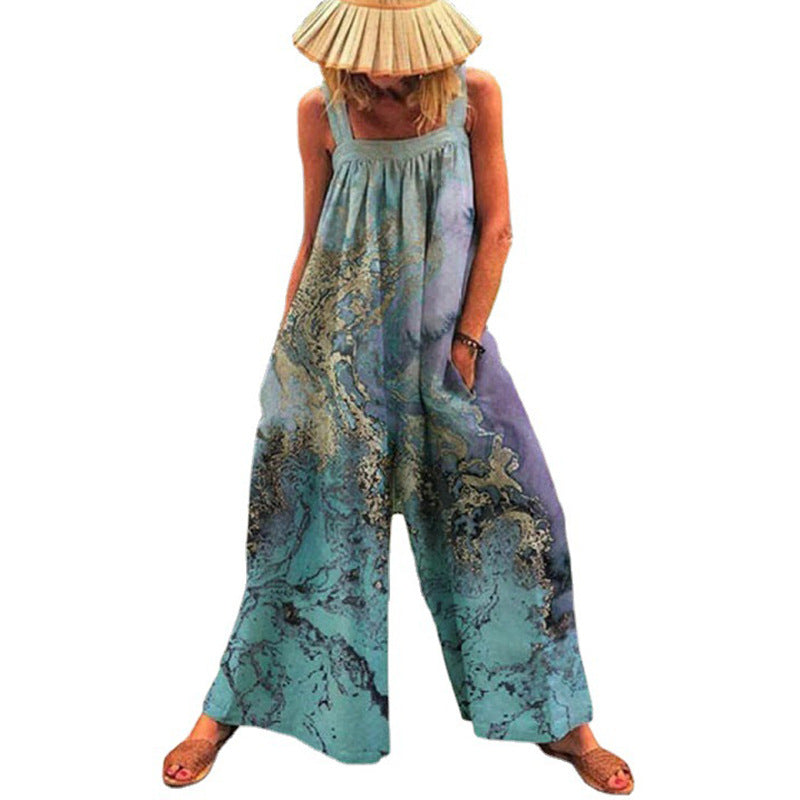 Dame bredt skåret sommer-jumpsuit med raffineret farvegradient Stilla