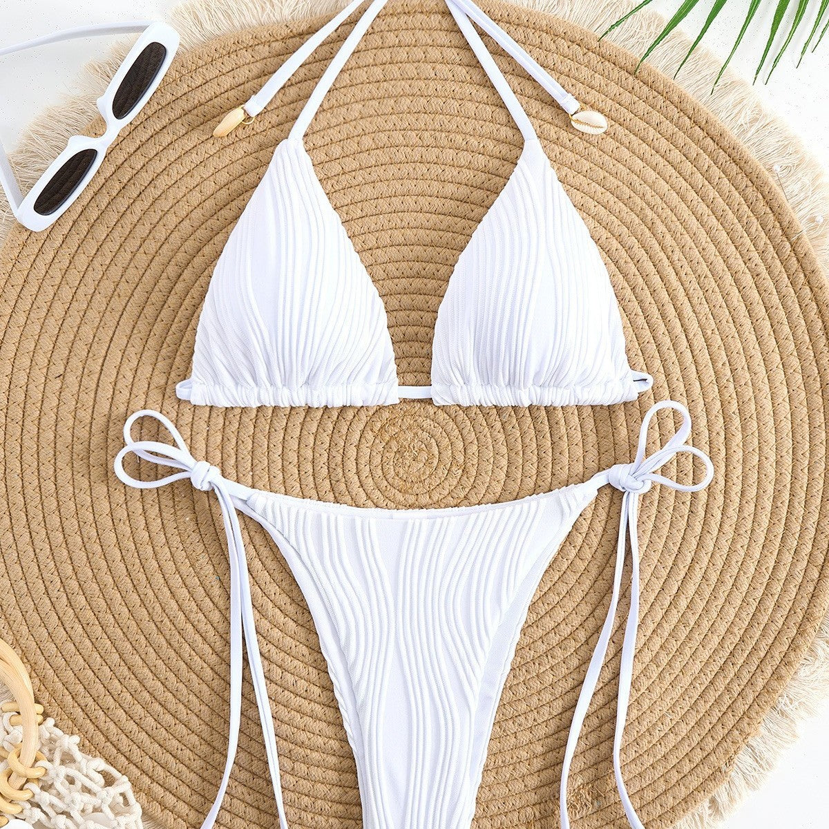 Dame Triangel-Bikini-Sæt med raffinerede ruffles-detaljer og variable bindebånd Stilla