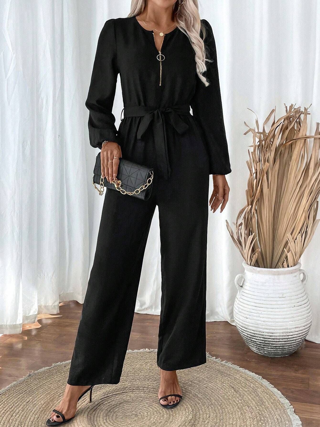 Dame Elegant Jumpsuit med kontrasterende Bindebælte Stilla