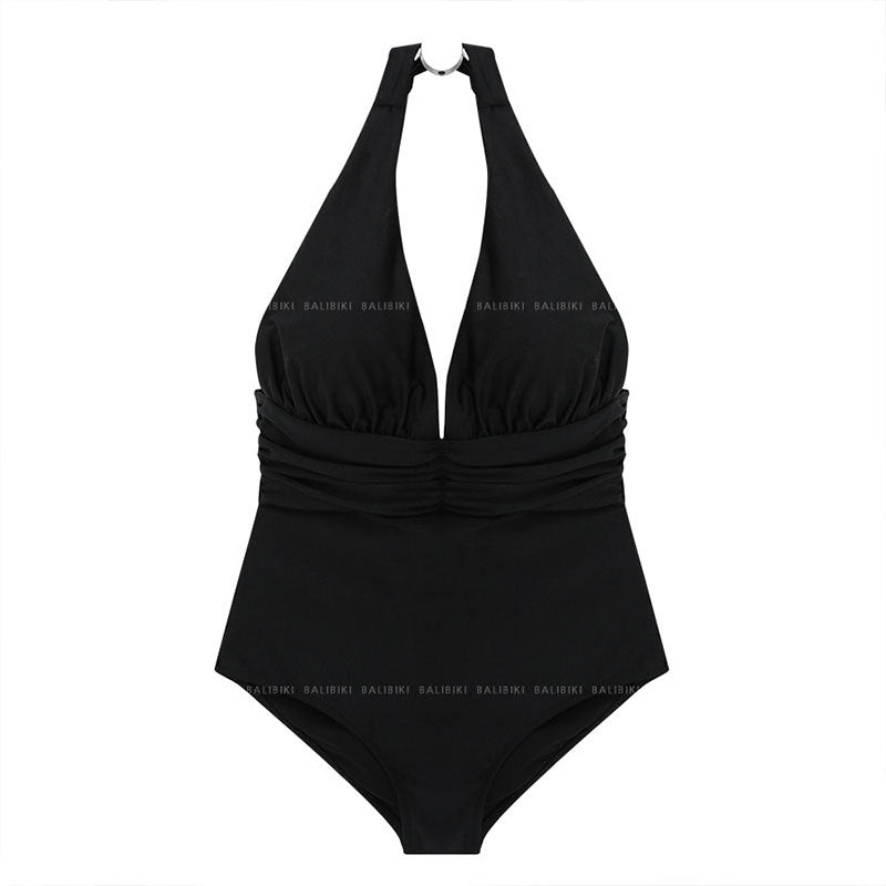 Dame elegant høj talje badedragt med dyb V-udskæring og smart indsyet Stilla