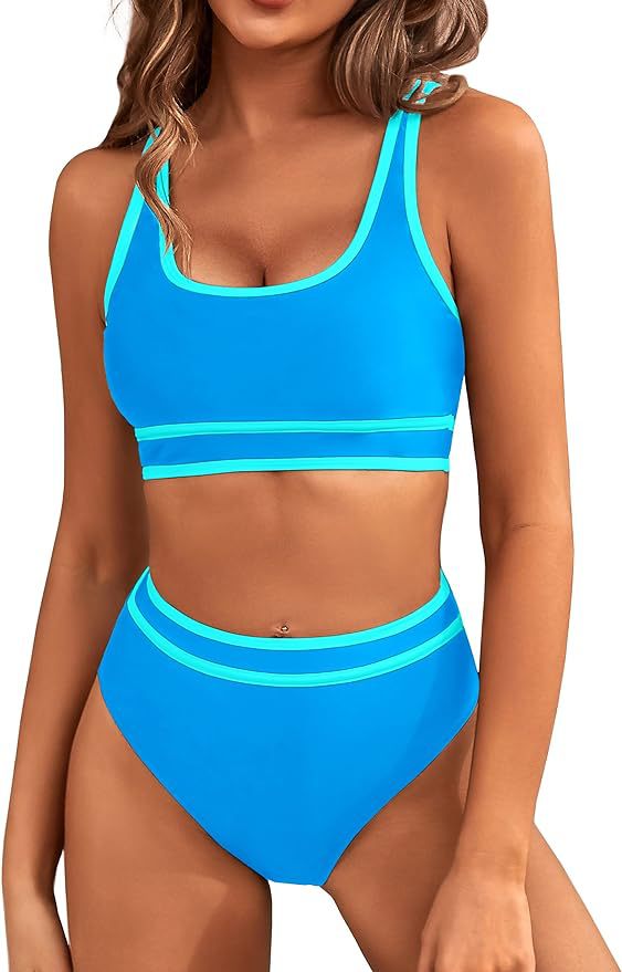Dame Sporty bikini sæt med brede stropper og høj skæring Stilla