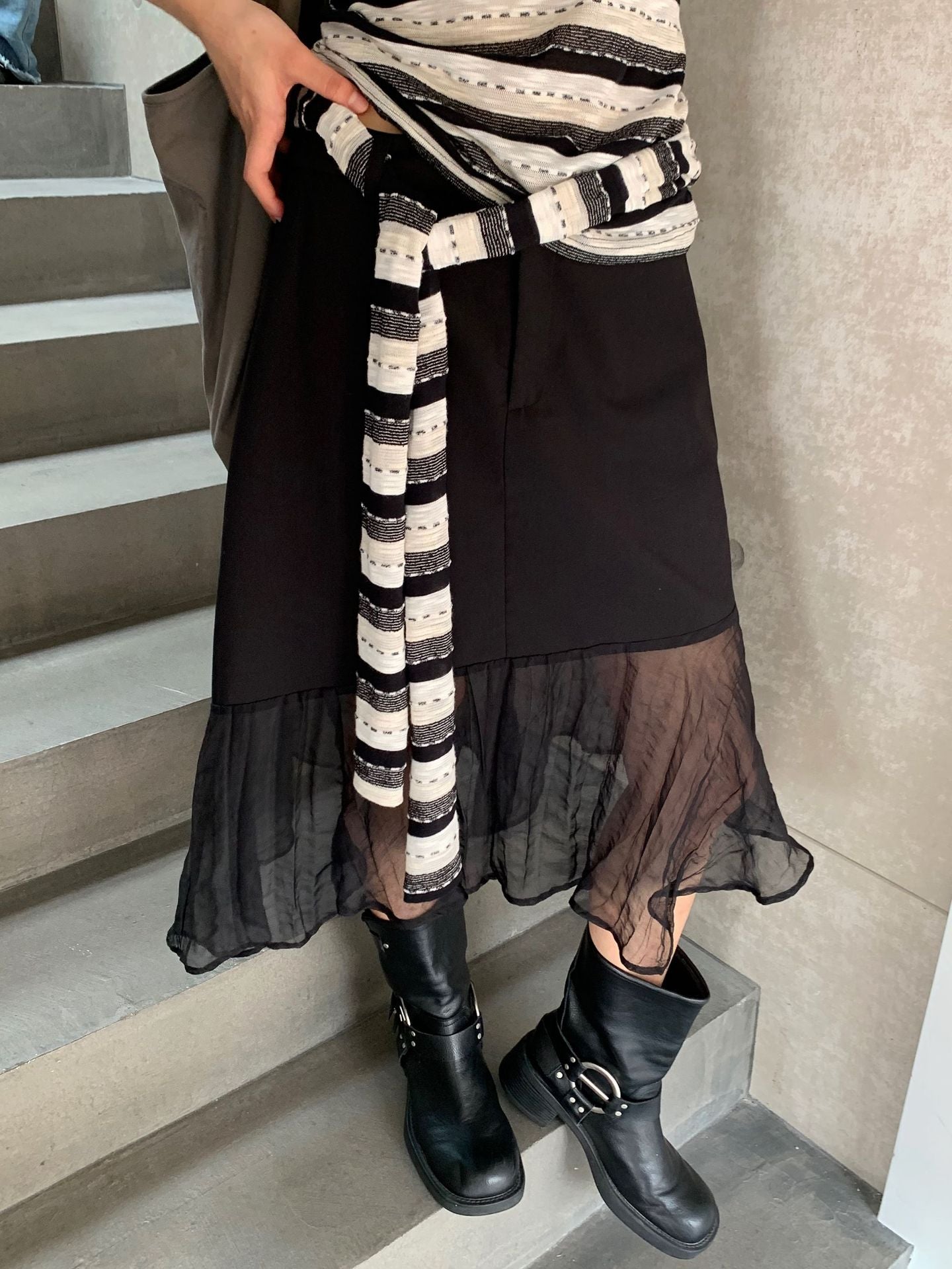 Dame Gehrock med gennemsigtig chiffon-bund Stilla