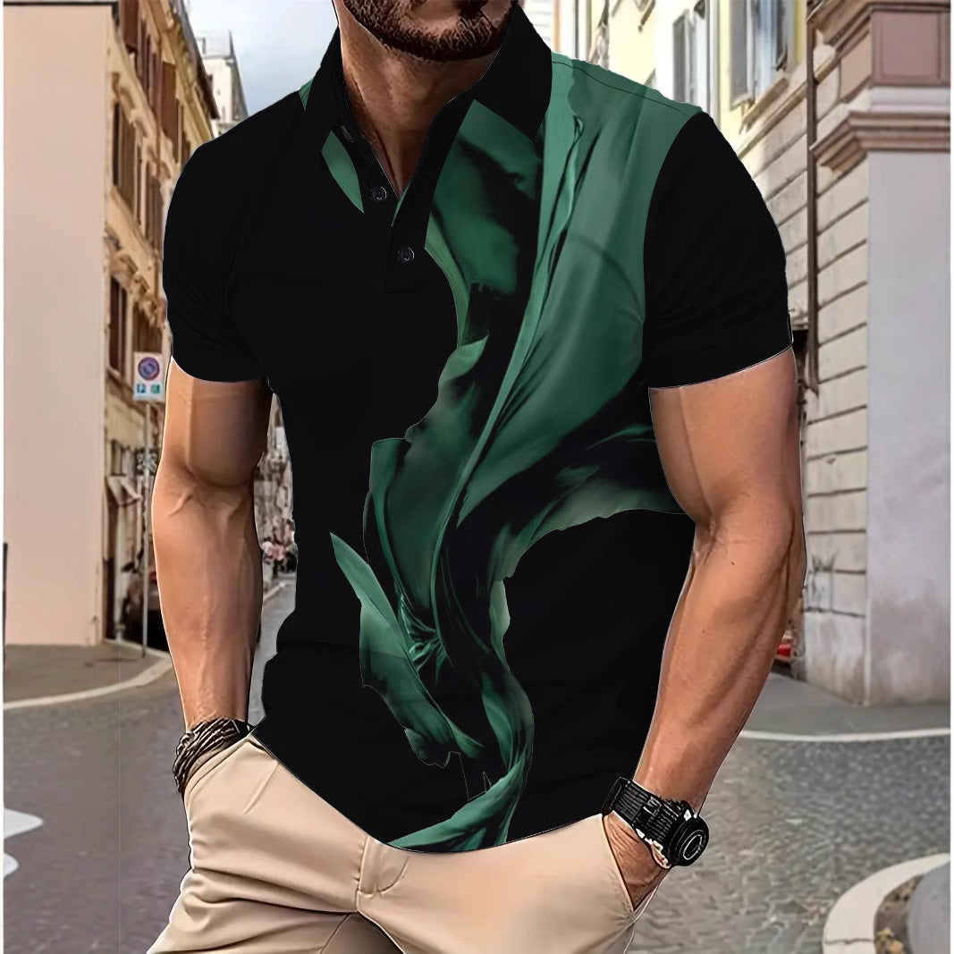 Heren polo shirt med moderne grafisk jungle design og åndbare egenskaber Stilla