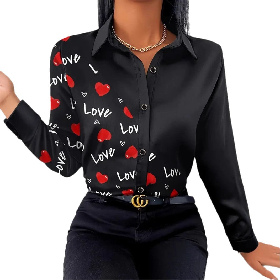 Dame elegant bluse med mode leopardmønster og smart knapdetalje Stilla