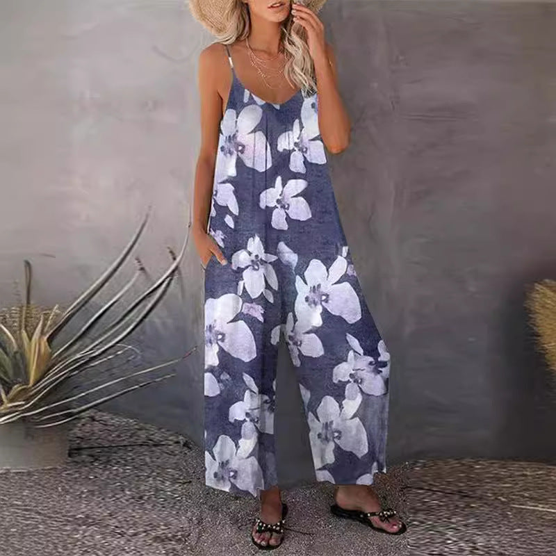 Dame jumpsuit med vidde ben og moderigtigt mønster Stilla