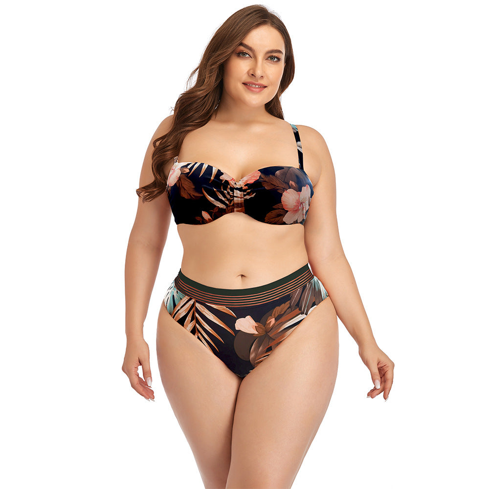 Dame bikini-sæt med blomstret design og højt skårne underdele Stilla