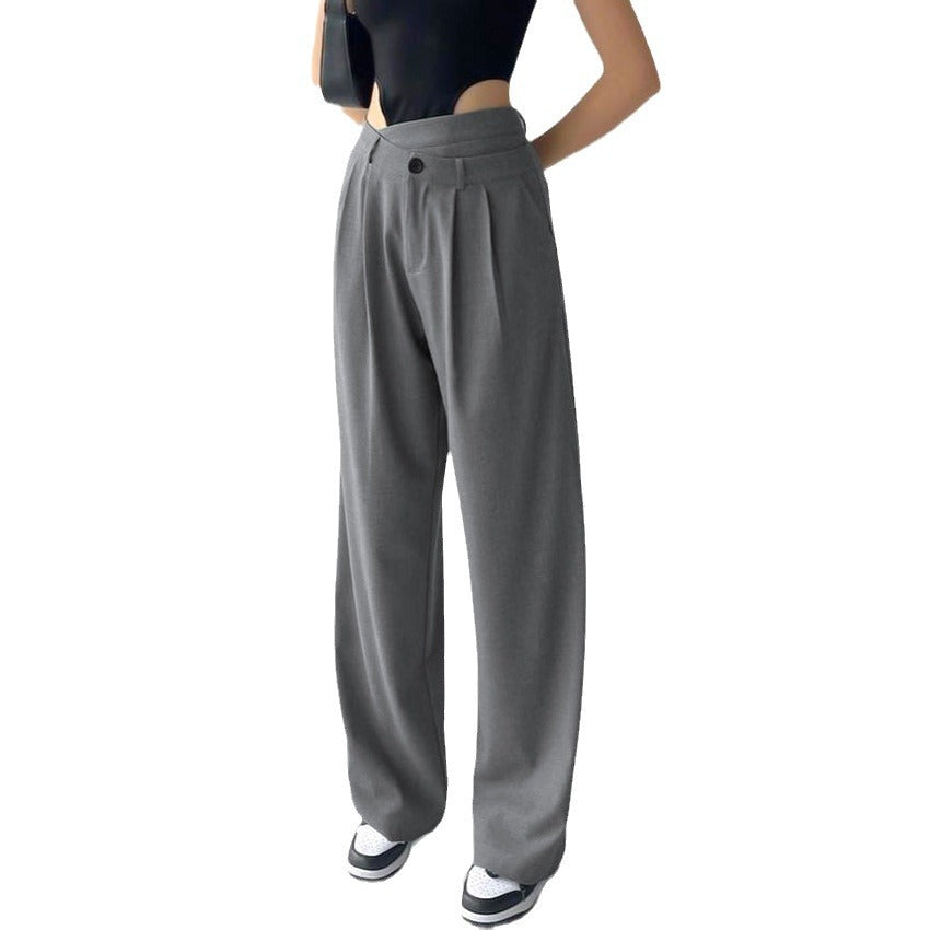 Dame elegant høj talje bukser med vide ben og drapering Stilla