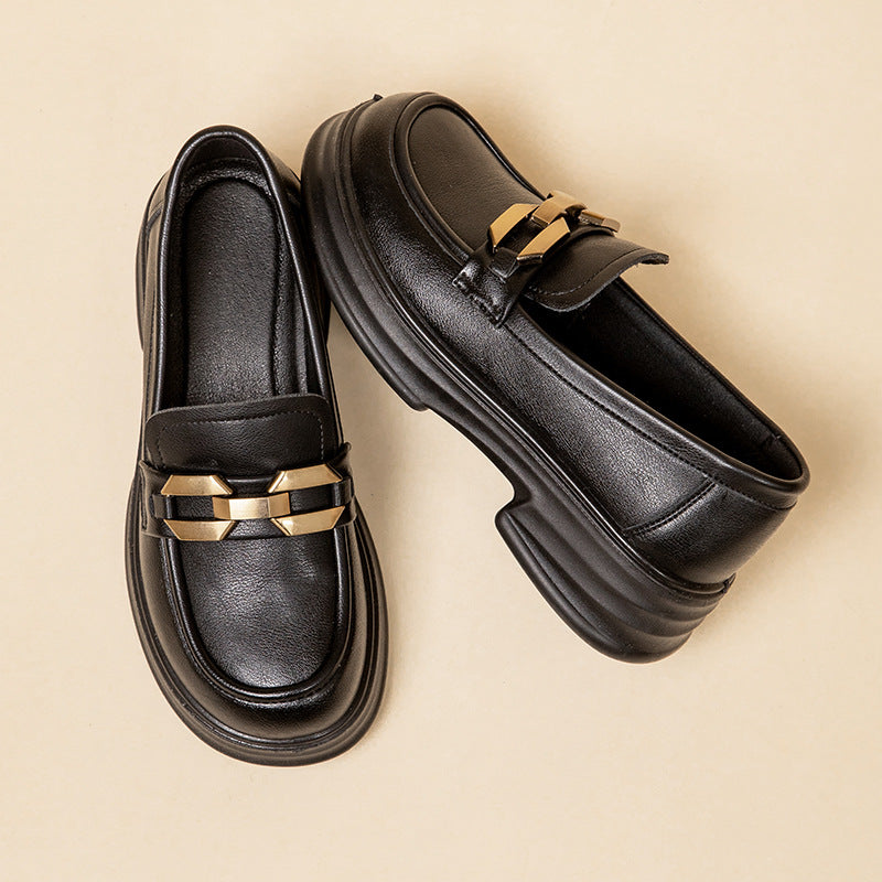 Dame Elegant Chunky Loafers med Metallic-Accent Stilla