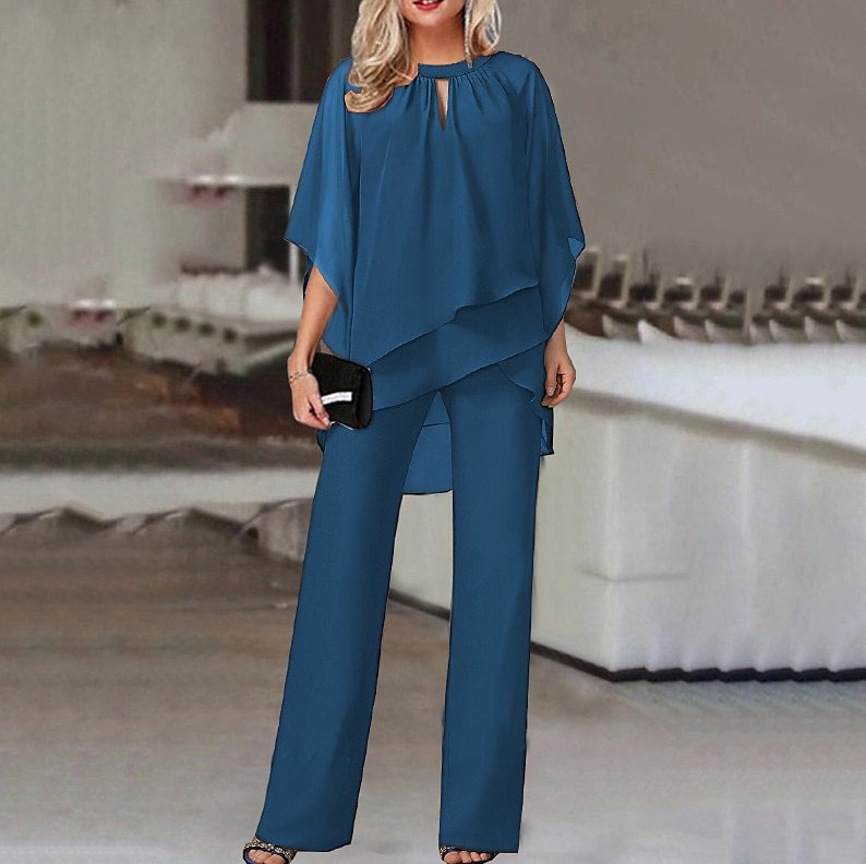 Dame Elegant Cape-Stil Jumpsuit Sæt Stilla