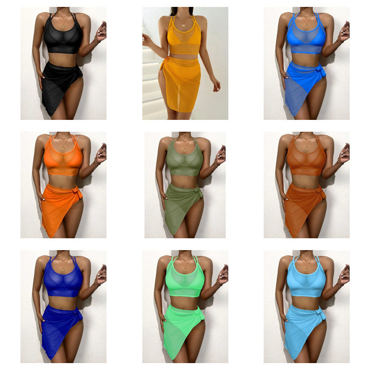 Dame Sporty Bikini-Sæt med elegant Wrap Skørt og Racerback Top Stilla