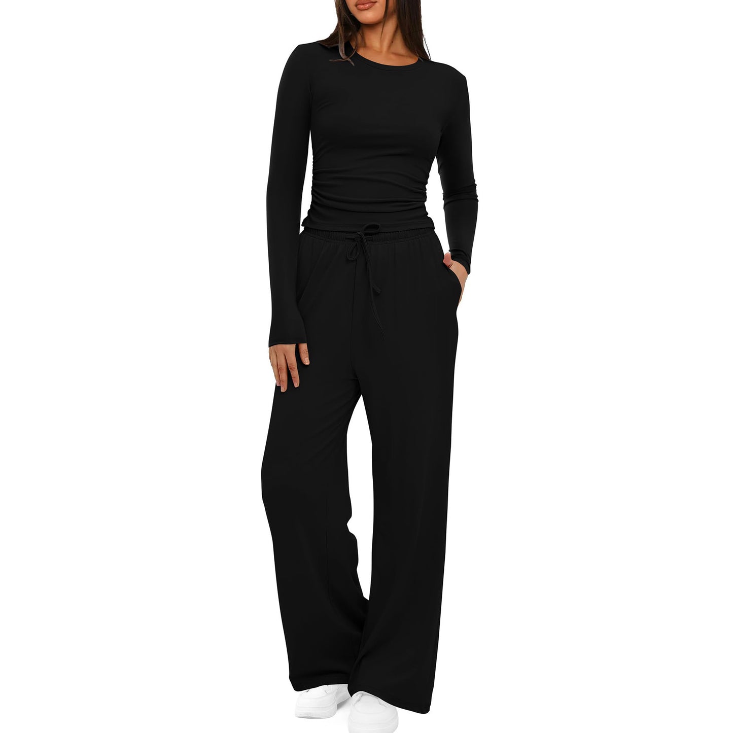 Dame behagelig jumpsuit med lange ærmer og elastisk talje Stilla