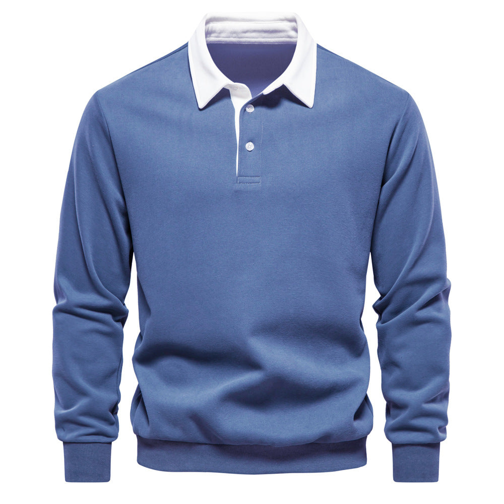 Herrer Langærmet Poloshirt med elegant krave og blød bomuldsblanding Stilla