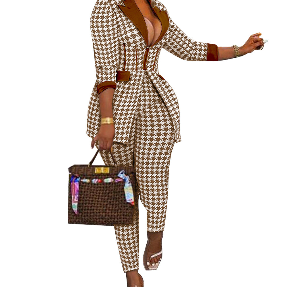 Dame Mode-jumpsuit med kreativt tryk og figursyet snit Stilla