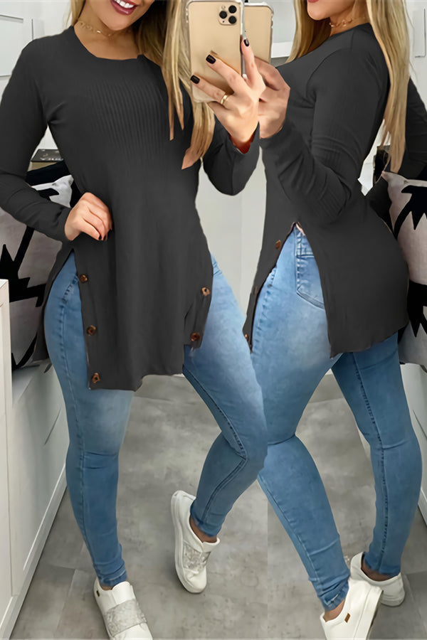 Stilla | Knap Spalte Asymmetrisk Tunika Top
