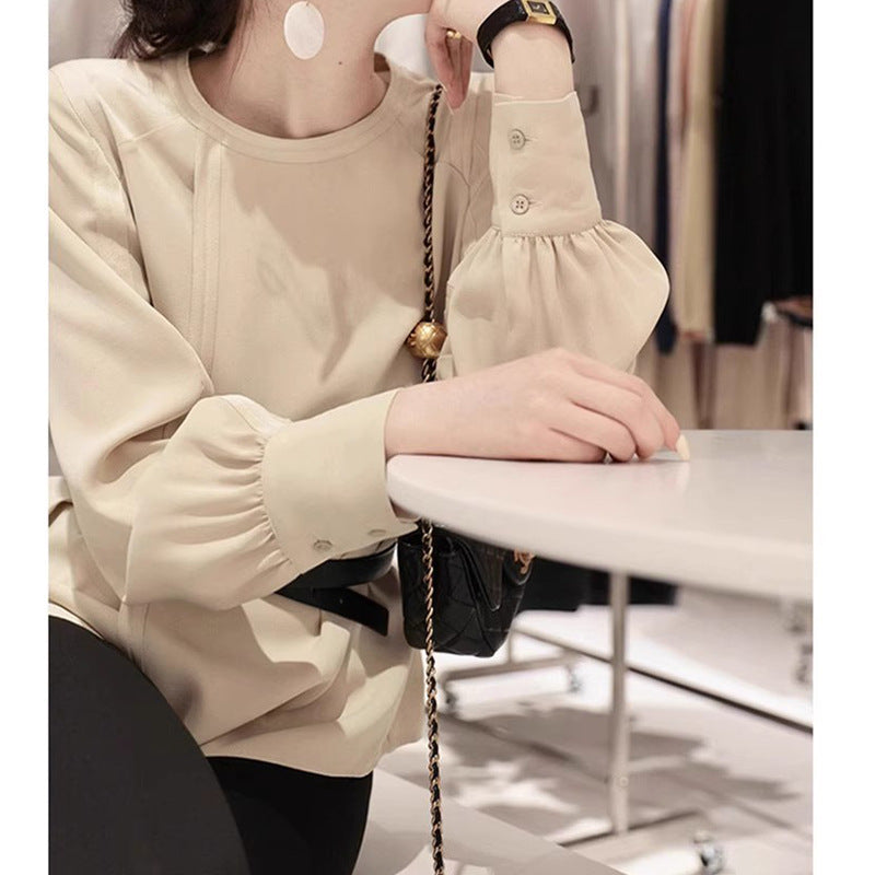 Dame elegant toppen med trendy puffærmer Stilla