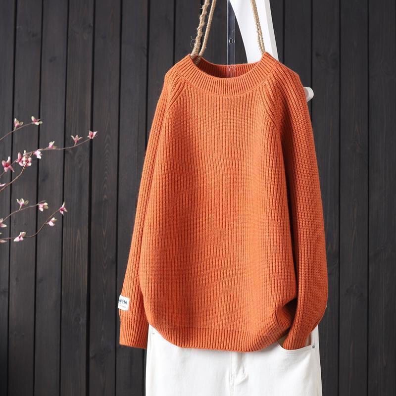 Dame afslappet ribstrik pullover med rund halsudskæring Stilla