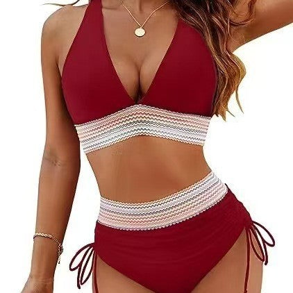 Dame højtaljet bikini-sæt med justerbare stropper og elastisk bånd Stilla