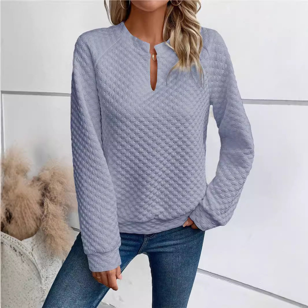 Damer quiltet pullover med slids Stilla