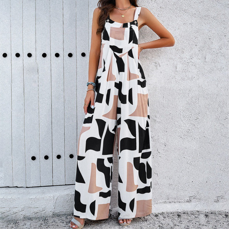 Damer Casual Jumpsuit med bredt skårne ben og stropper Stilla