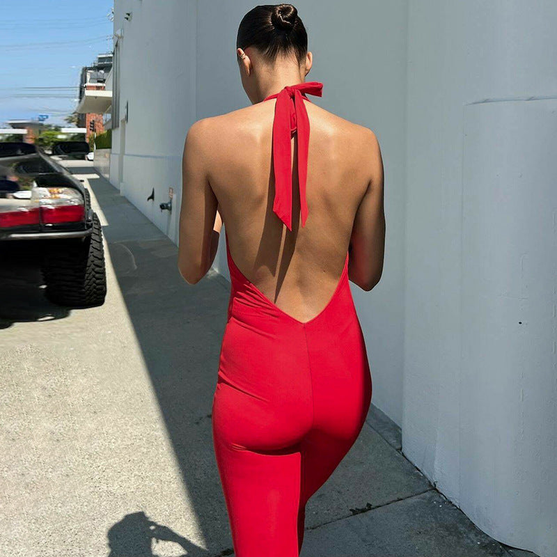 Dame Moderne Stretch-Jumpsuit med elegant Halsbånd-design Stilla