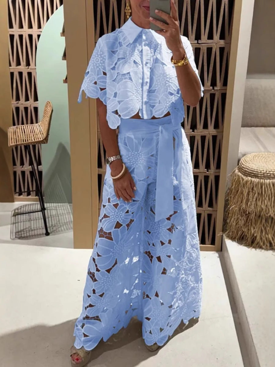 Dame elegante bluser og brede bukser Stilla