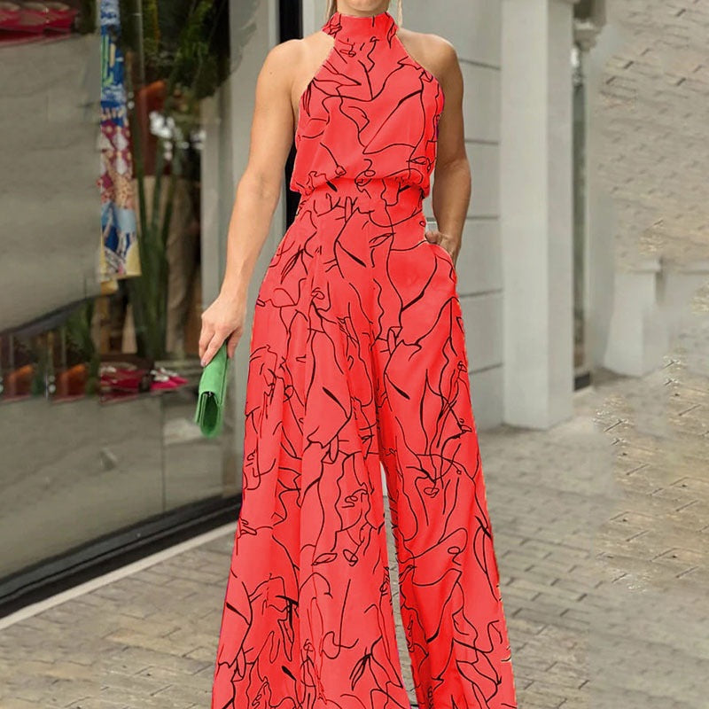 Stilla | Trykt Rund Hals Sexy Jumpsuit