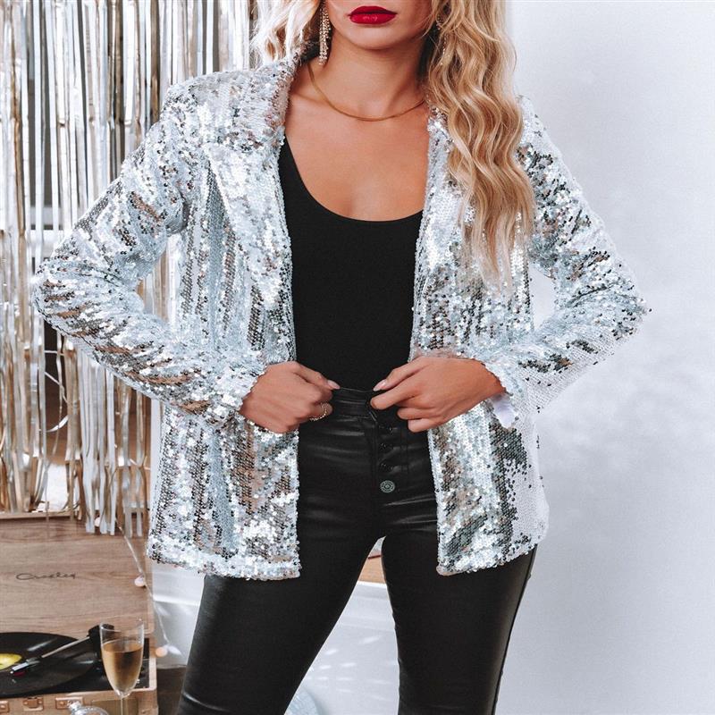 Stilla | Mode Sequin Slå-krave Casual Blazer