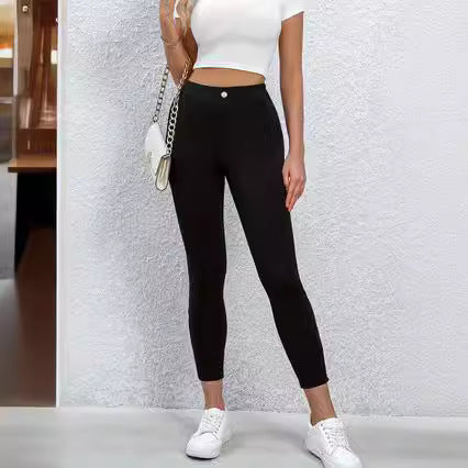 Dame Elegante og komfortable leggings med høj talje og skinnende overflade Stilla