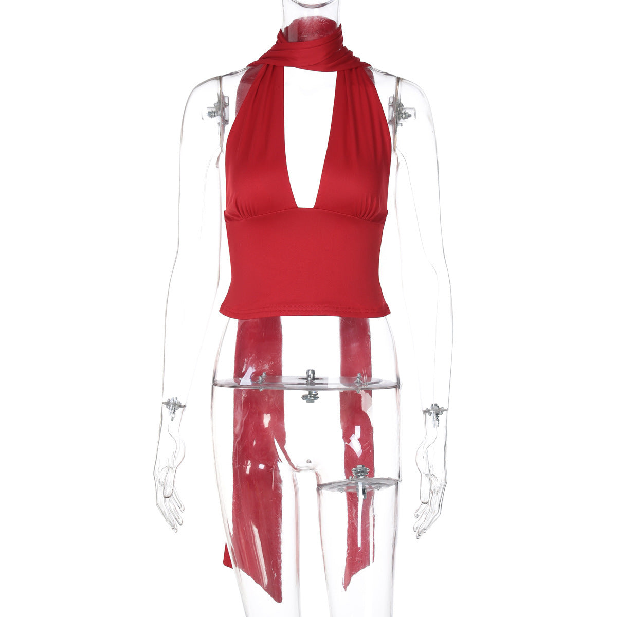 Dame Elegant Halterneck Top med festligt design Stilla