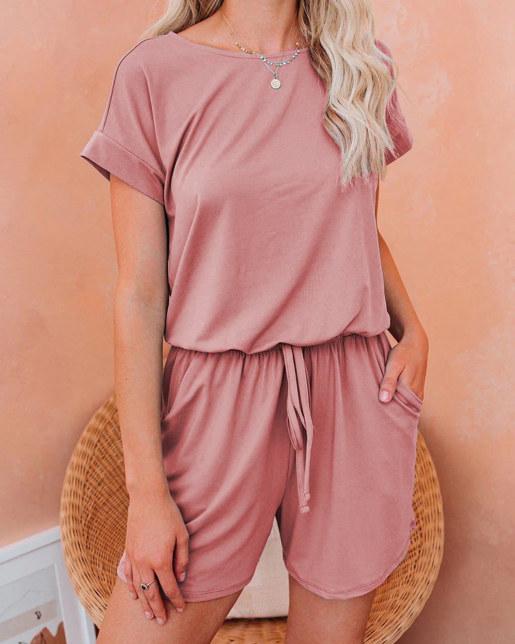 Dame Løs Jumpsuit med Gummibånd og praktiske Lommer Stilla