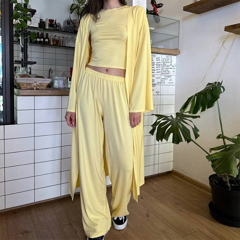 Dame Lounge-sæt i blød jersey med åben cardigan Stilla