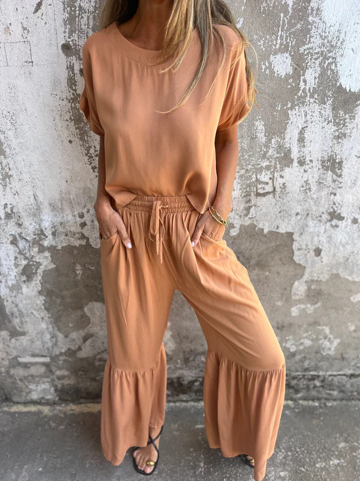 Dame løs jumpsuit med bredt ben og elastisk talje Stilla