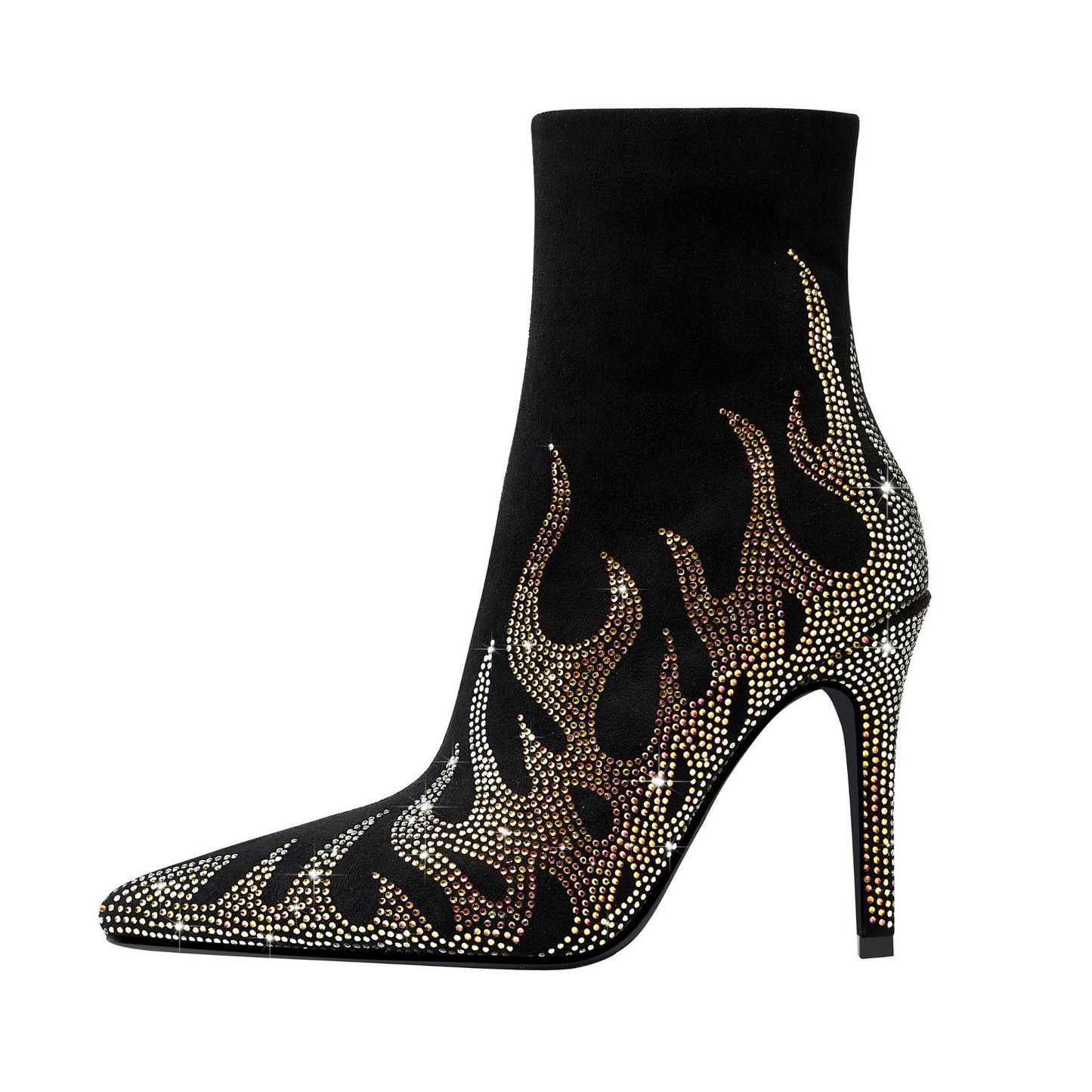 Femme Fashion-Forward Stiletto Ankelstøvler med Flamme-Design Stilla
