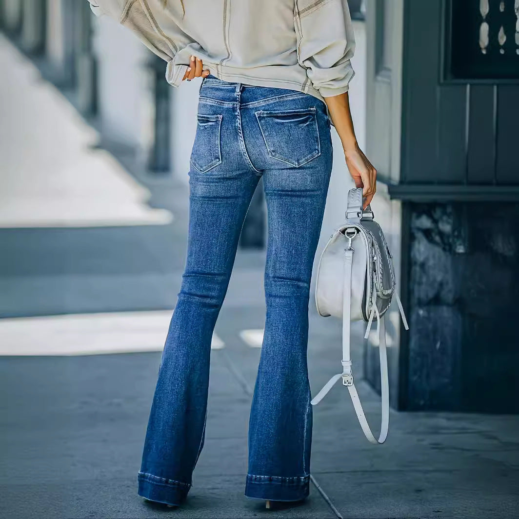 Dame Bootcut Jeans med figurskabende design og høj talje Stilla