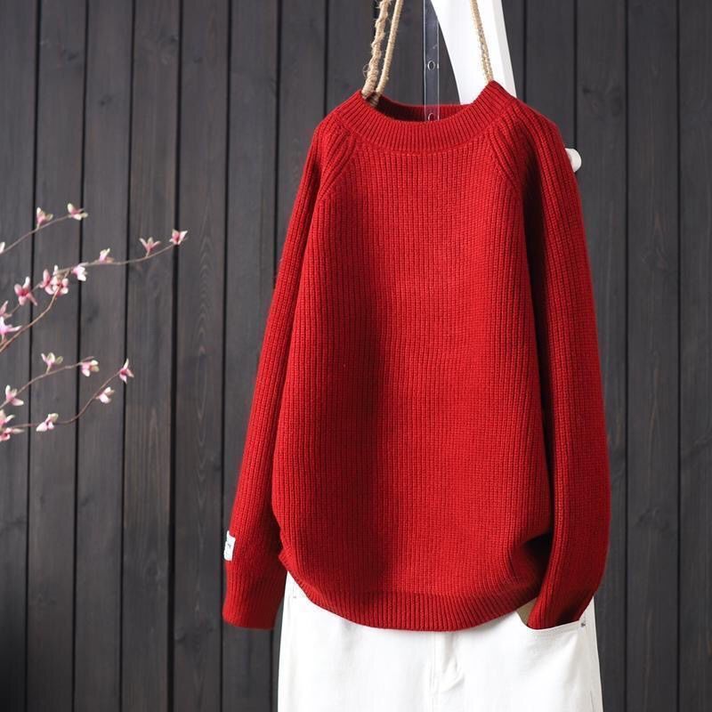 Dame afslappet ribstrik pullover med rund halsudskæring Stilla