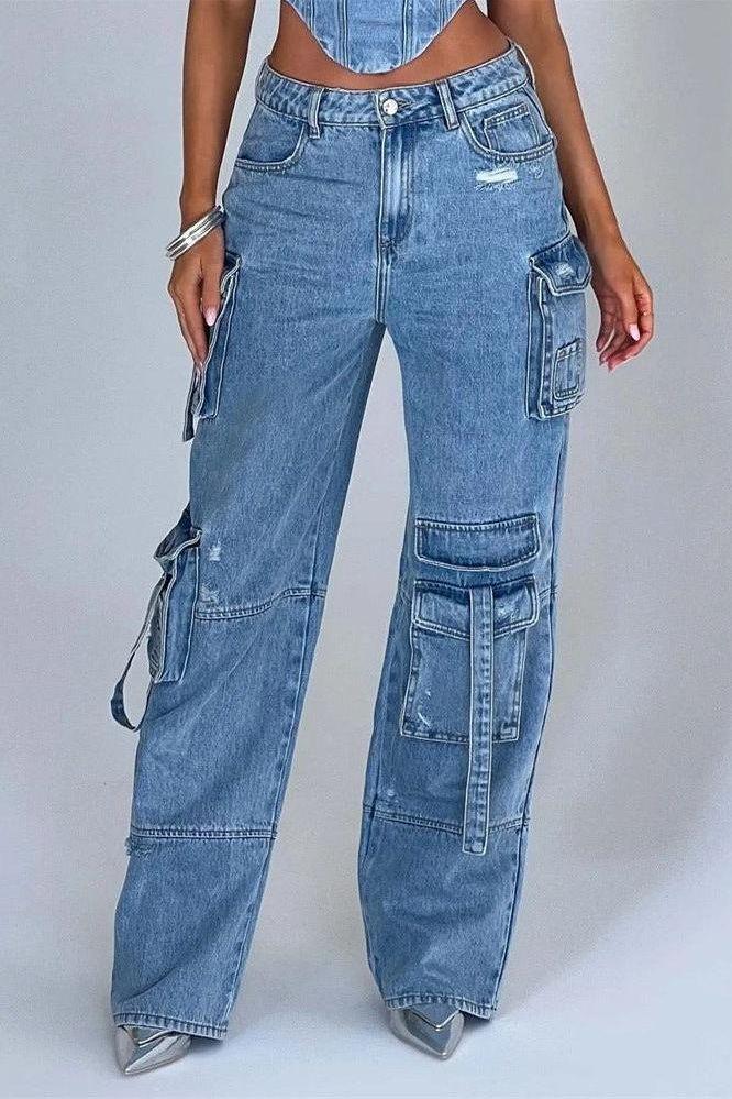 Stilla | Amerikanske Lavtalje Lomme Splicing Jeans