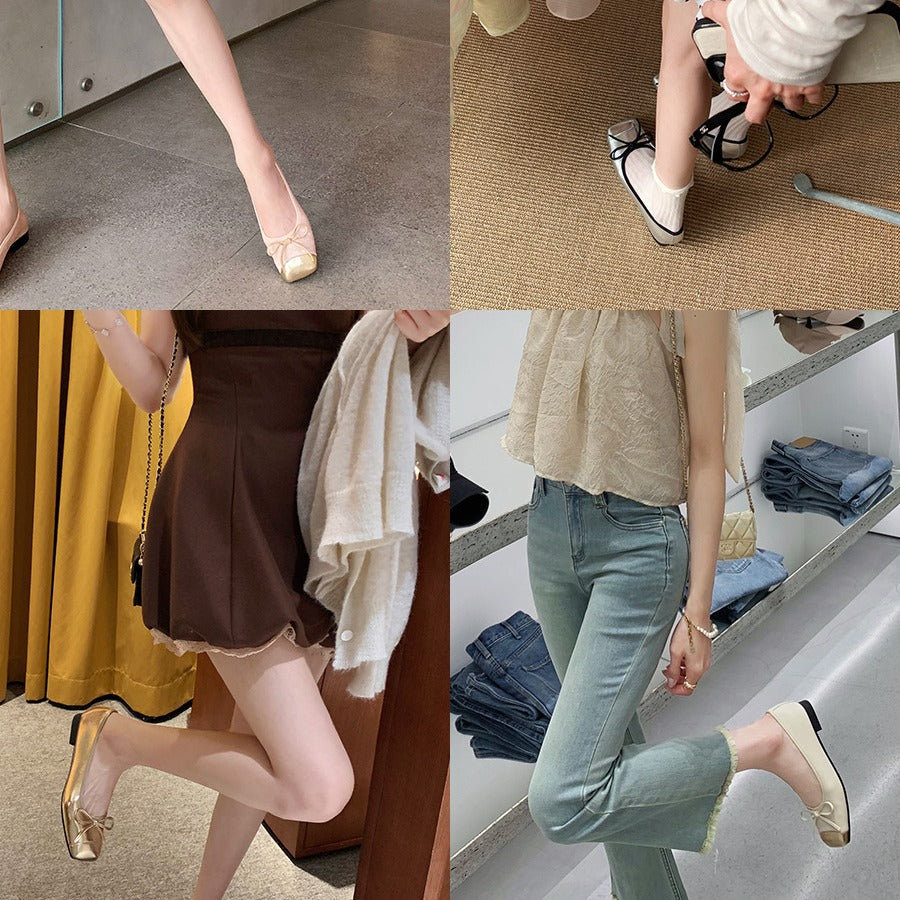 Femme Klassiske Sløjfe-Detail Ballerina Flats Stilla