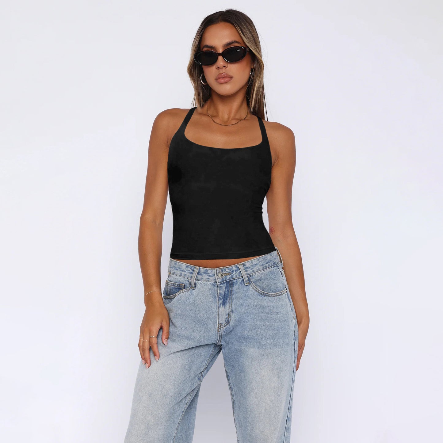 Dame tætsiddende Crop-Top med smalle stropper Stilla
