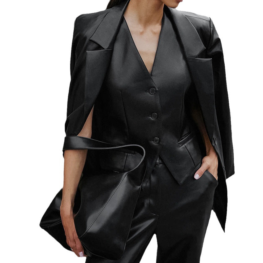 Damer Elegant buksedragt sæt med figursyet blazer og løst skåret bukser Stilla