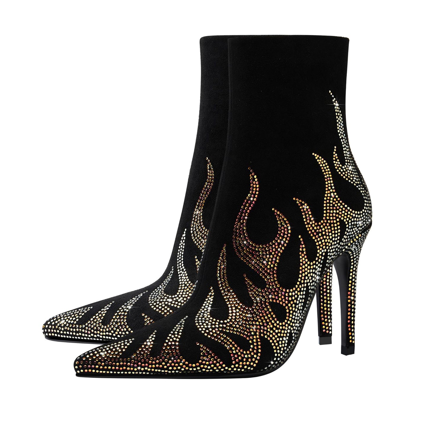Femme Fashion-Forward Stiletto Ankelstøvler med Flamme-Design Stilla