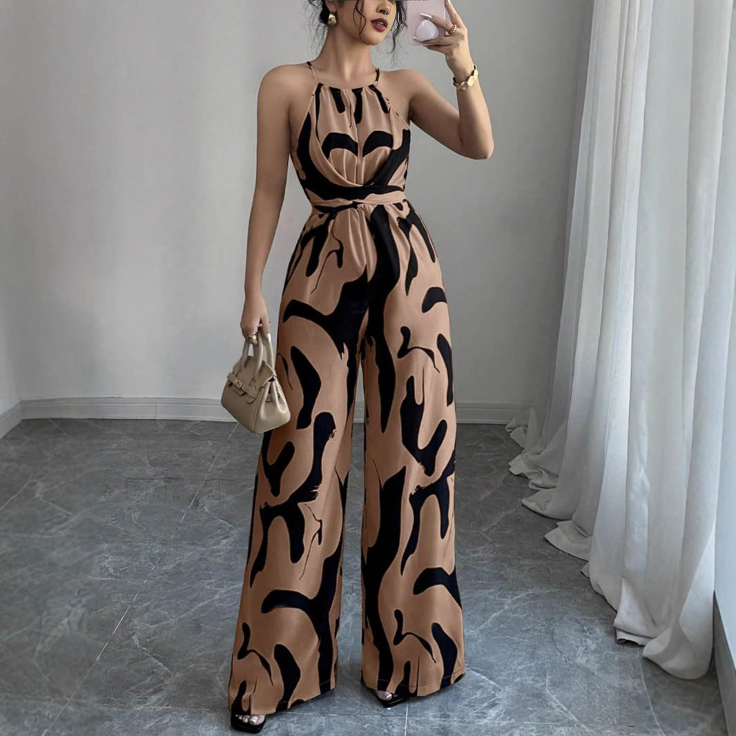 Dame jumpsuit med vidde ben og trendy mønster Stilla