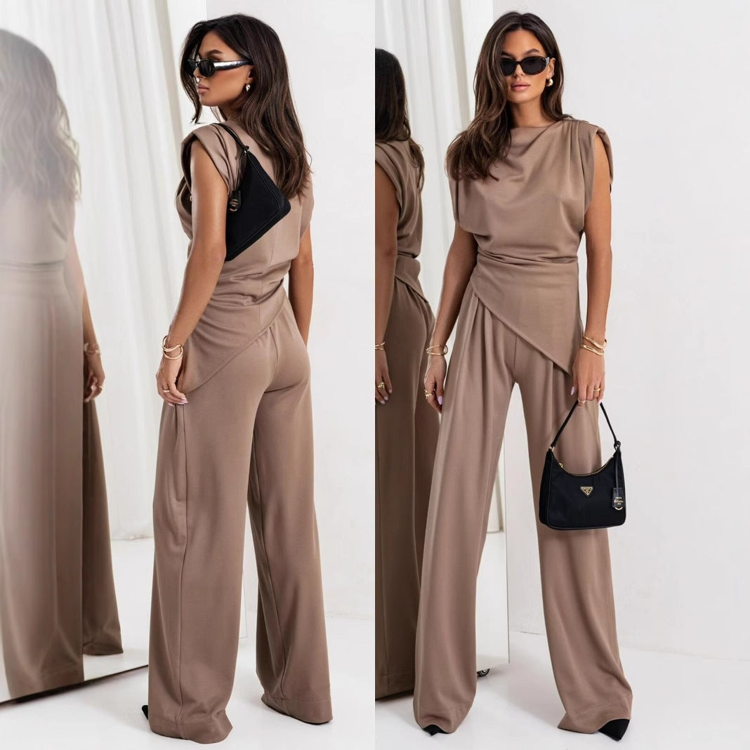 Dame Elegant Jumpsuit med asymmetrisk overdel Stilla