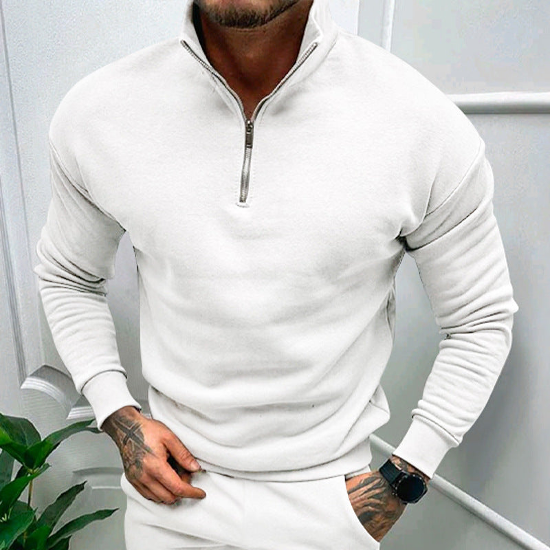 Herren sweater med halv lynlås og kvalitets bomuldsblanding Stilla