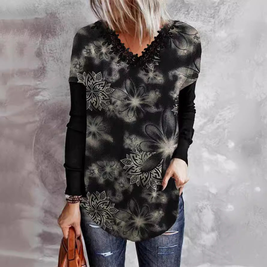 Stilla | Stilet Print V-Hals Blonde Lange Ærme Raglan T-shirt
