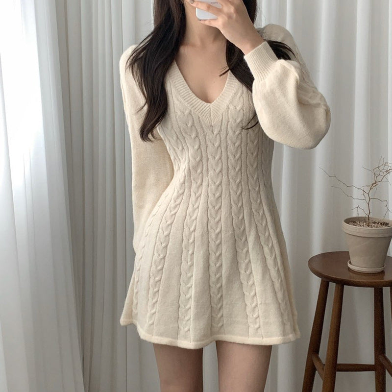 Femme Kabelstrik Pullover Kjole Stilla