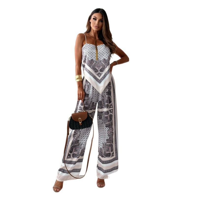Frau Strapless Palazzo Jumpsuit med kompliceret mønster Stilla