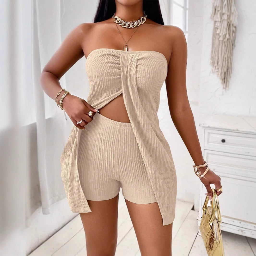 Dame Stropløs Jumpsuit med Draperet Overlay Stilla