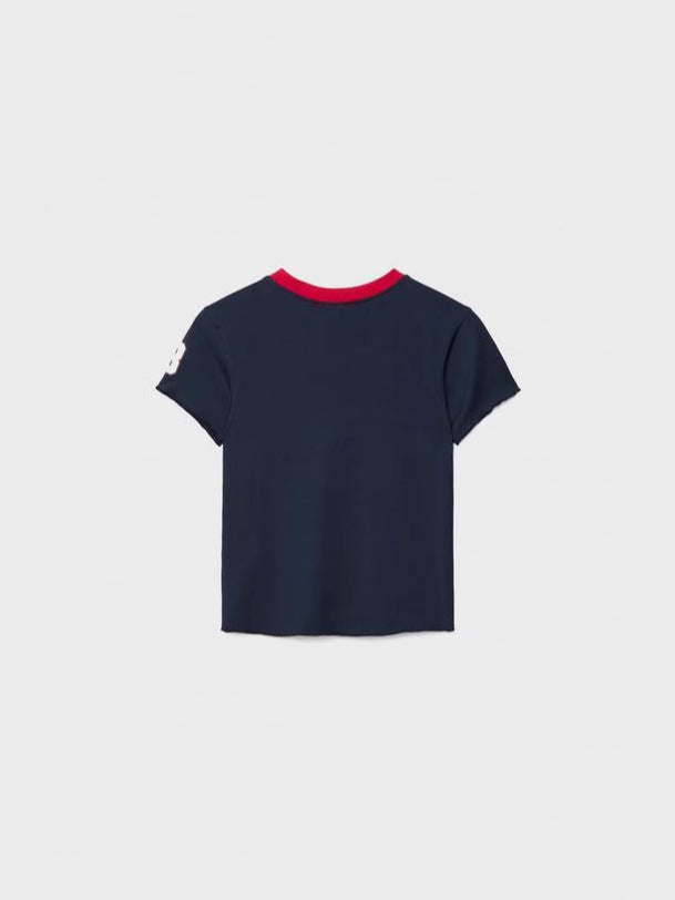 Dame Cropped Athletic Jersey T-Shirt med kontrasterende ærmer Stilla