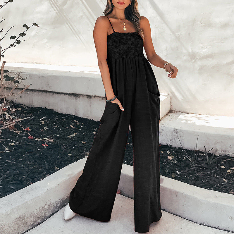 Dame Smocked Waist Bred Beinform Jumpsuit Stilla