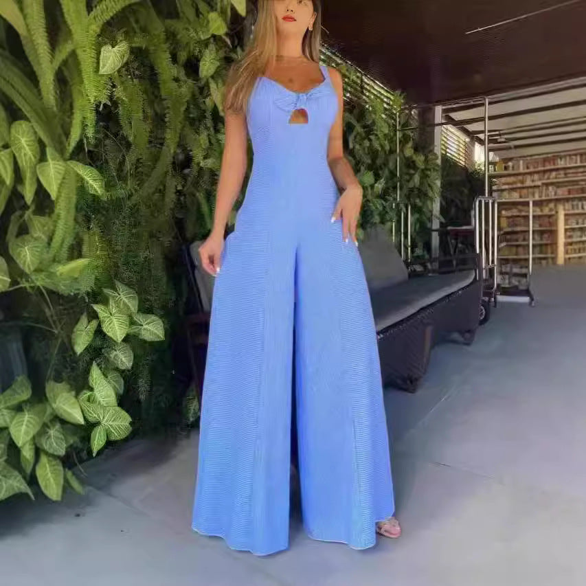 Dame Elegant Jumpsuit med aftagelige stropper og stilfuld slids Stilla